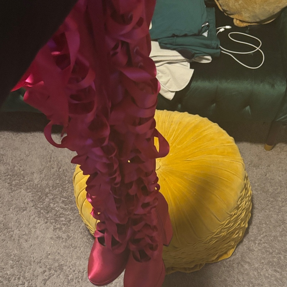 Hot pink thigh high boots!  TURN HEADS!!  Never worn! - Picture 3 of 5